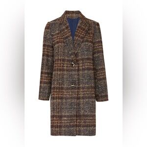 Heartloom Women’s Dana Coat Brown Plaid Jacket Fall Winter sz XS